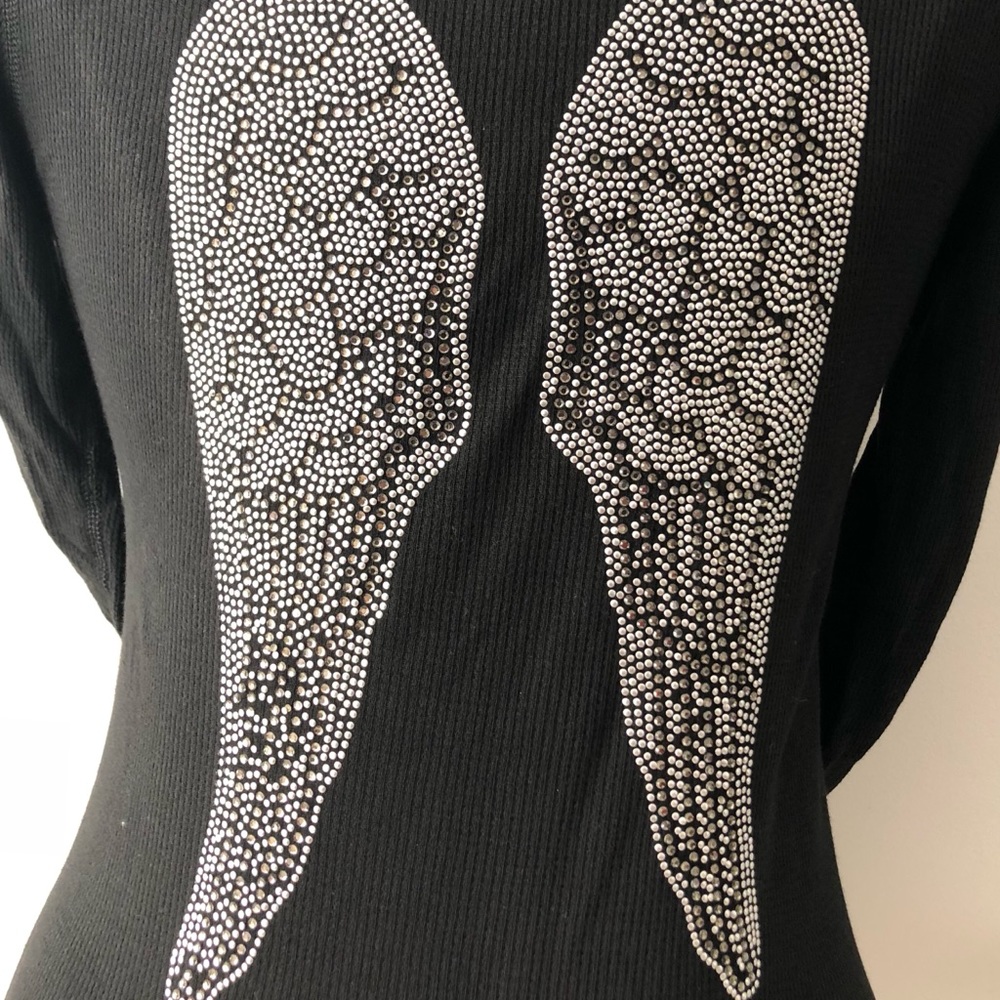 Angel wings crystal embellished Henley thermal
